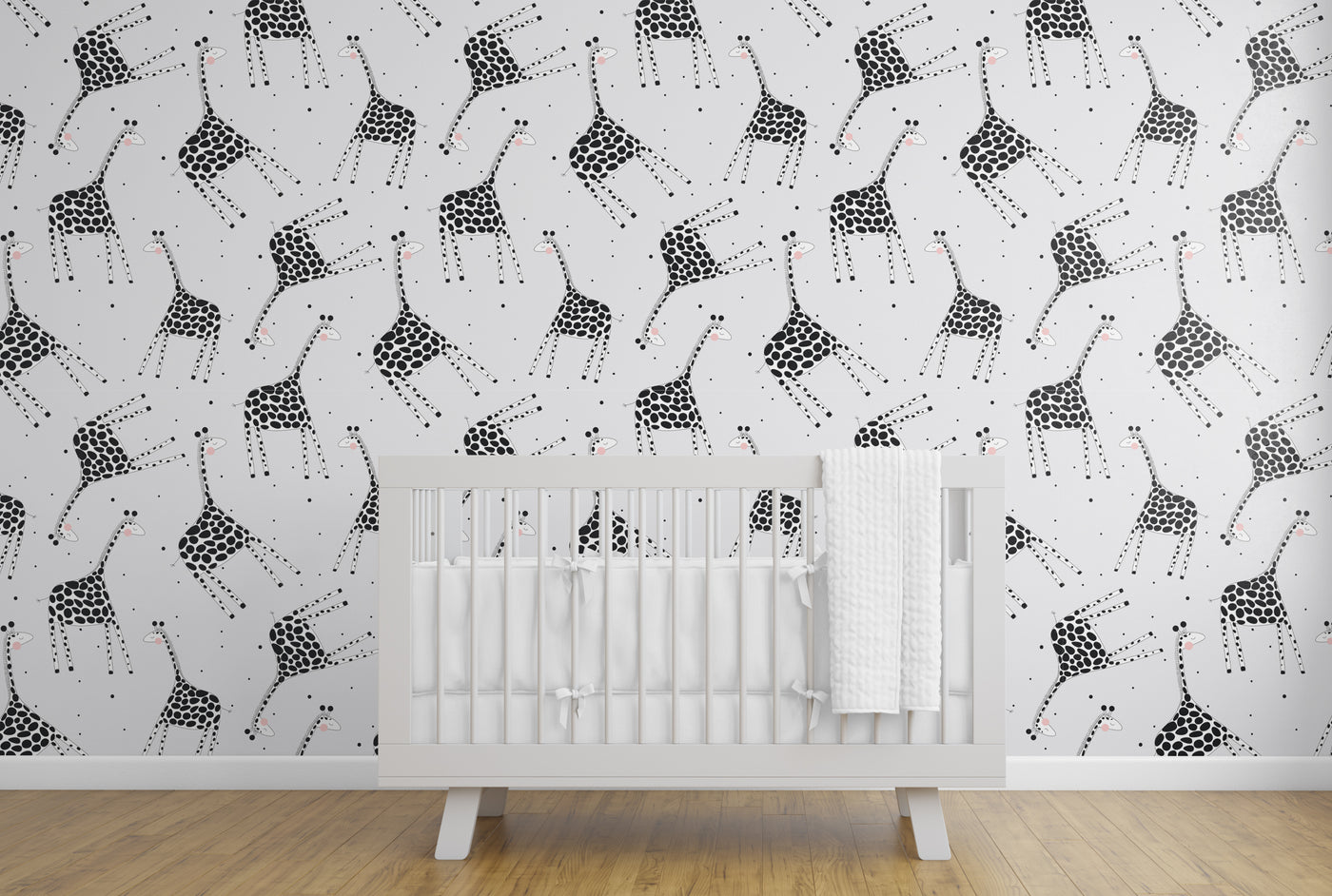 Cute Giraffe Safari Wall Paper For Kids Room