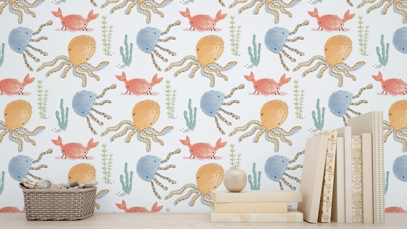 Ocean Friends Wall Paper For Kids Room